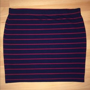 Navy/Red striped bodycon skirt